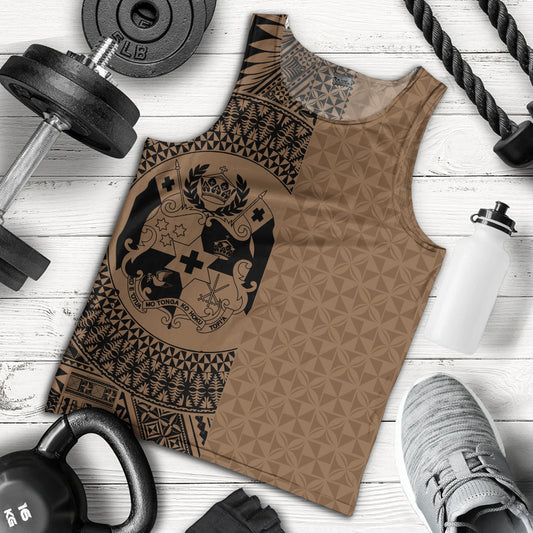 Tonga Tank Top Coat Of Arms Ngatu Tapa Heritage Style