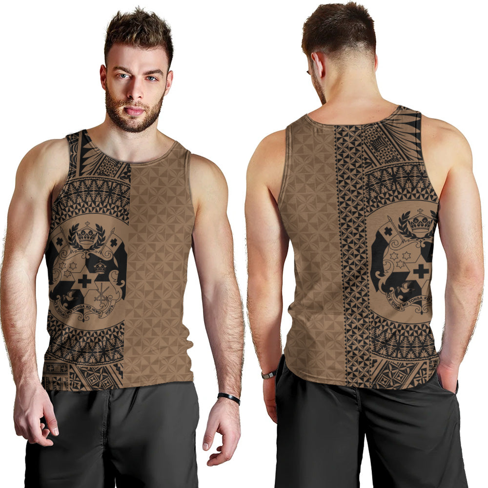 Tonga Tank Top Coat Of Arms Ngatu Tapa Heritage Style