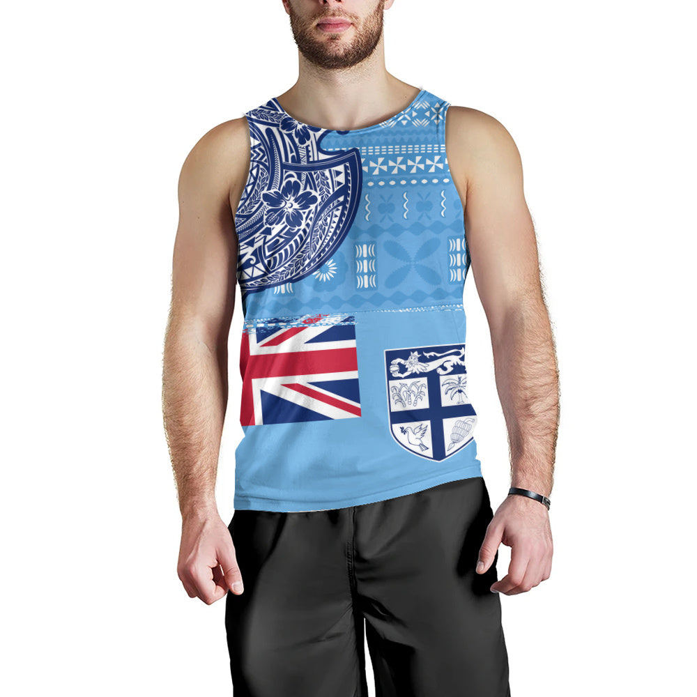 Fiji Tank Top Ocean Blue Tribal Shield Pride