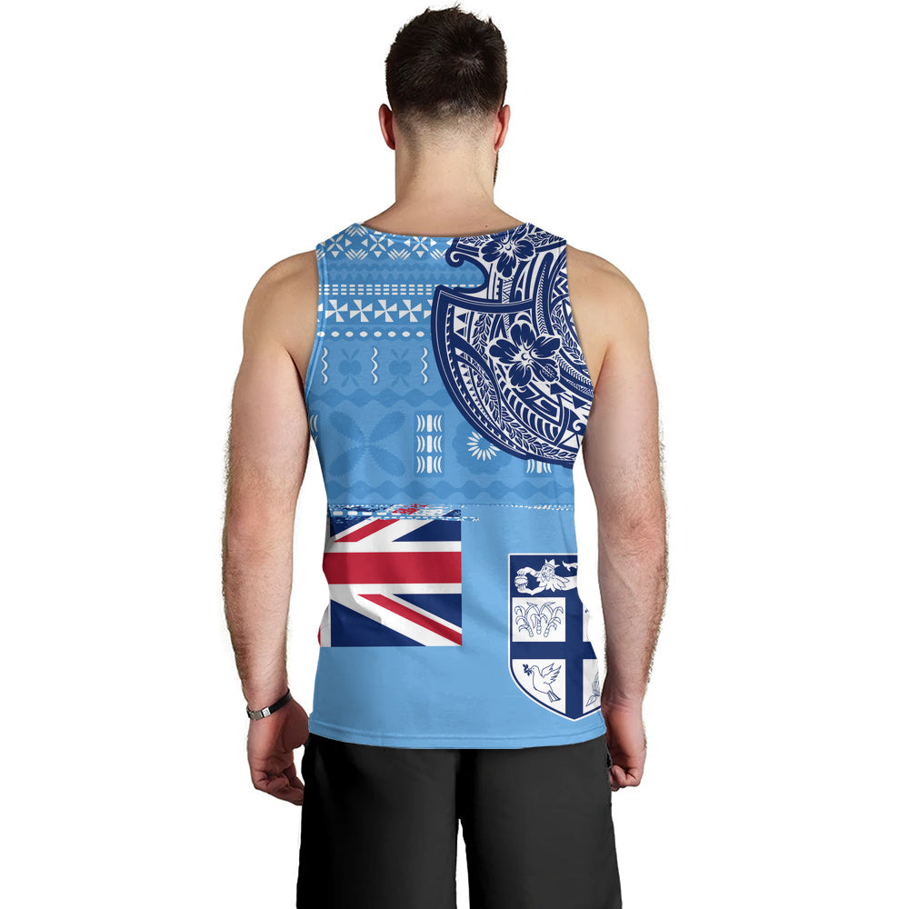 Fiji Tank Top Ocean Blue Tribal Shield Pride