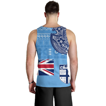 Fiji Tank Top Ocean Blue Tribal Shield Pride