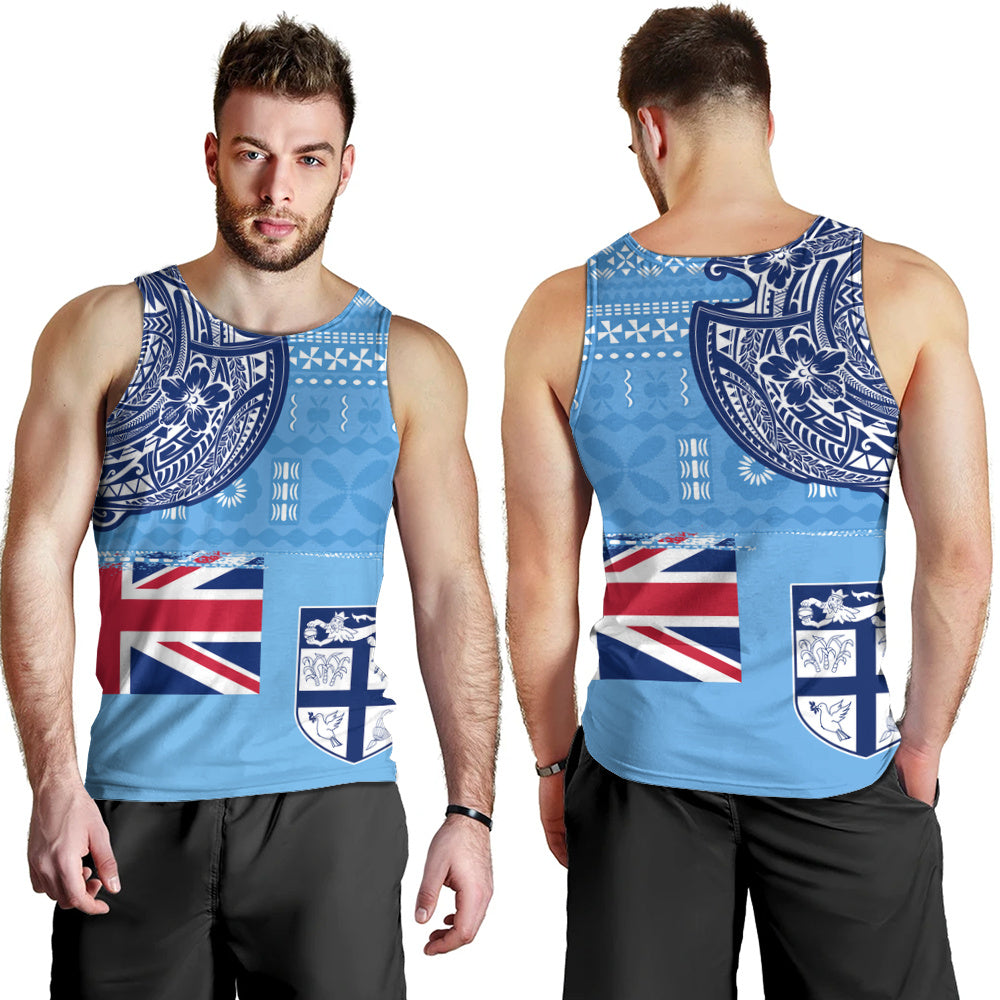 Fiji Tank Top Ocean Blue Tribal Shield Pride