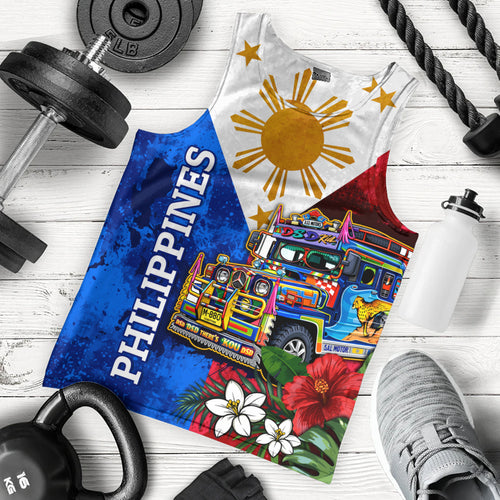 Philippines Filipinos Tank Top Custom Jeepney Flag Tropical Floral