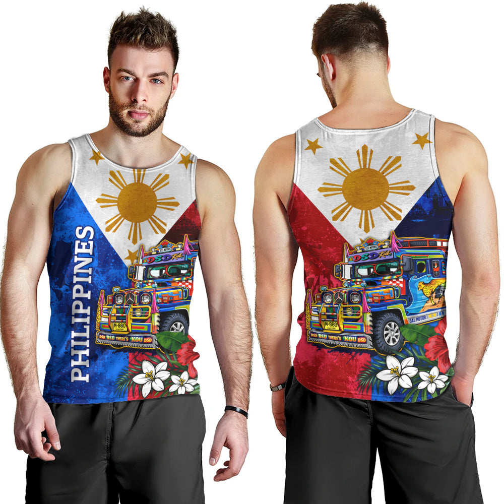 Philippines Filipinos Tank Top Custom Jeepney Flag Tropical Floral