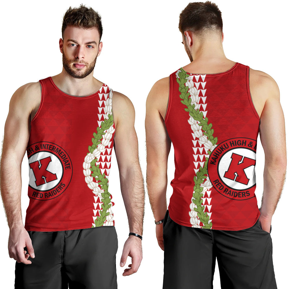 Kahuku High & Intermediate School Tank Top Puakenikeni Maile Flower Lei