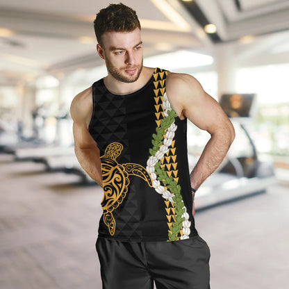 Hawaii Tank Top Turtle Puakenikeni Maile Flower Lei