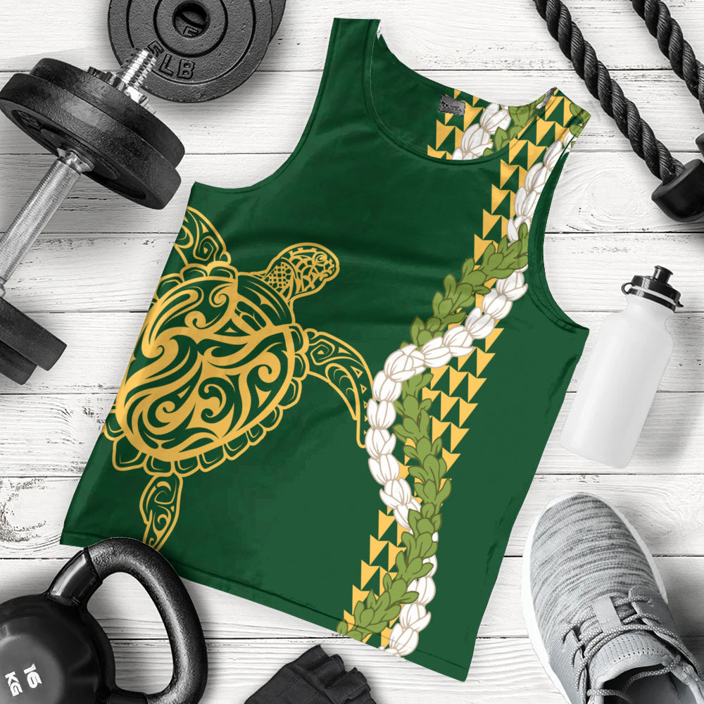 Hawaii Tank Top Turtle Puakenikeni Maile Flower Lei