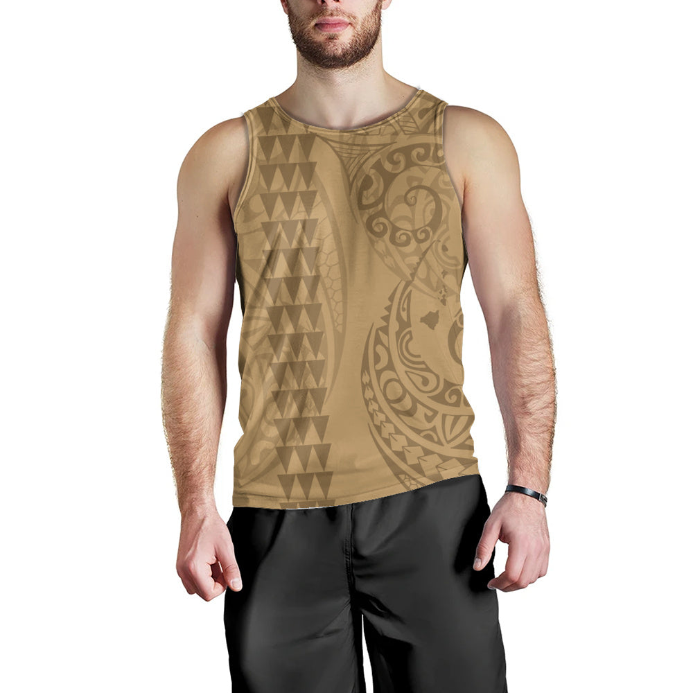 Hawaii Tank Top Map Kakau Style Golden