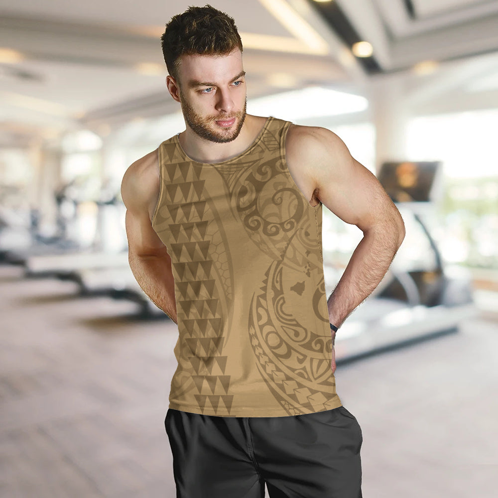 Hawaii Tank Top Map Kakau Style Golden