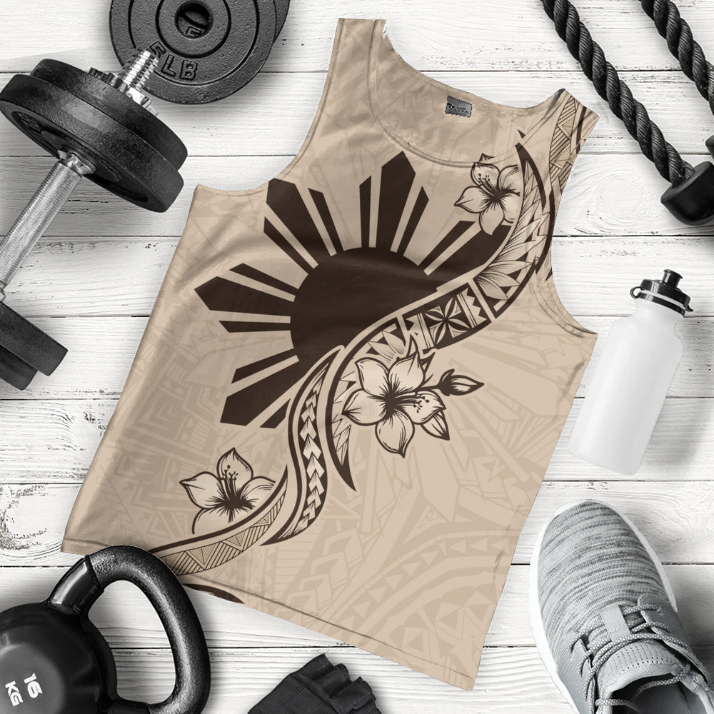 Philippines Filipinos Tank Top Sun and Sampaguita Flower Tribal Pattern