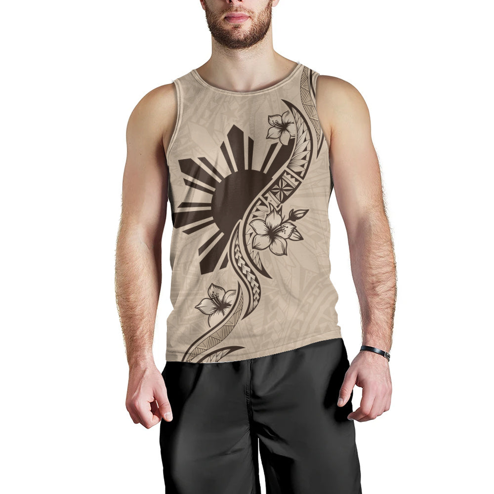 Philippines Filipinos Tank Top Sun and Sampaguita Flower Tribal Pattern