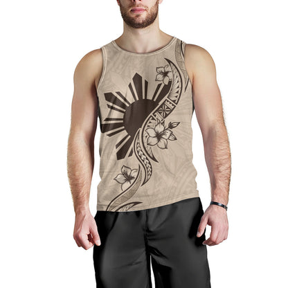 Philippines Filipinos Tank Top Sun and Sampaguita Flower Tribal Pattern