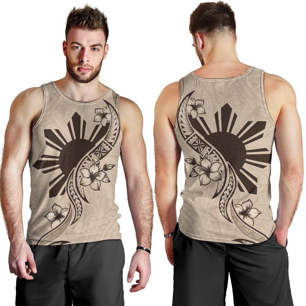 Philippines Filipinos Tank Top Sun and Sampaguita Flower Tribal Pattern
