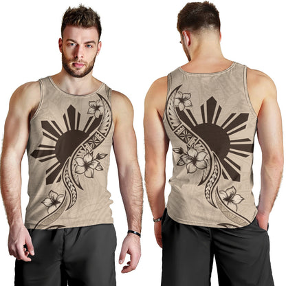Philippines Filipinos Tank Top Sun and Sampaguita Flower Tribal Pattern