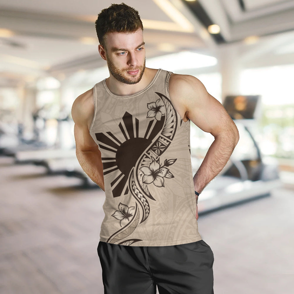 Philippines Filipinos Tank Top Sun and Sampaguita Flower Tribal Pattern