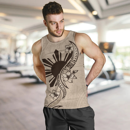 Philippines Filipinos Tank Top Sun and Sampaguita Flower Tribal Pattern