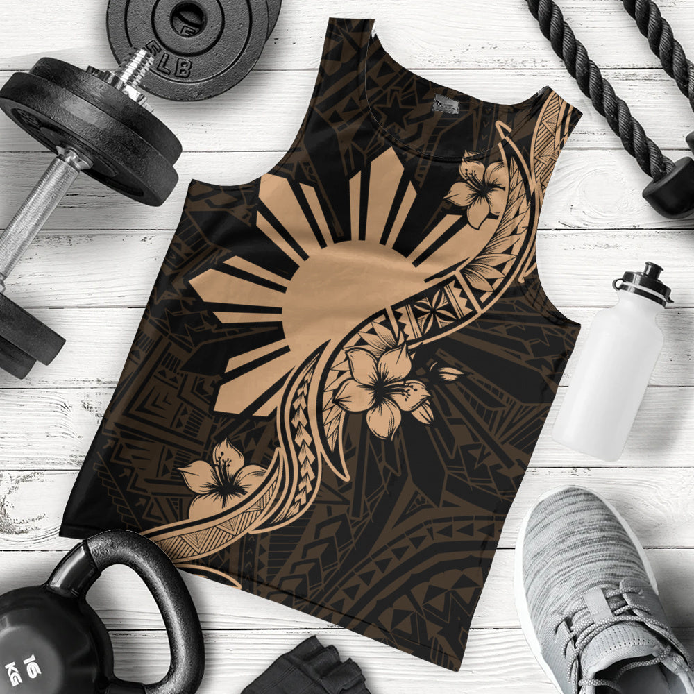 Philippines Filipinos Tank Top Sun and Sampaguita Flower Tribal Pattern