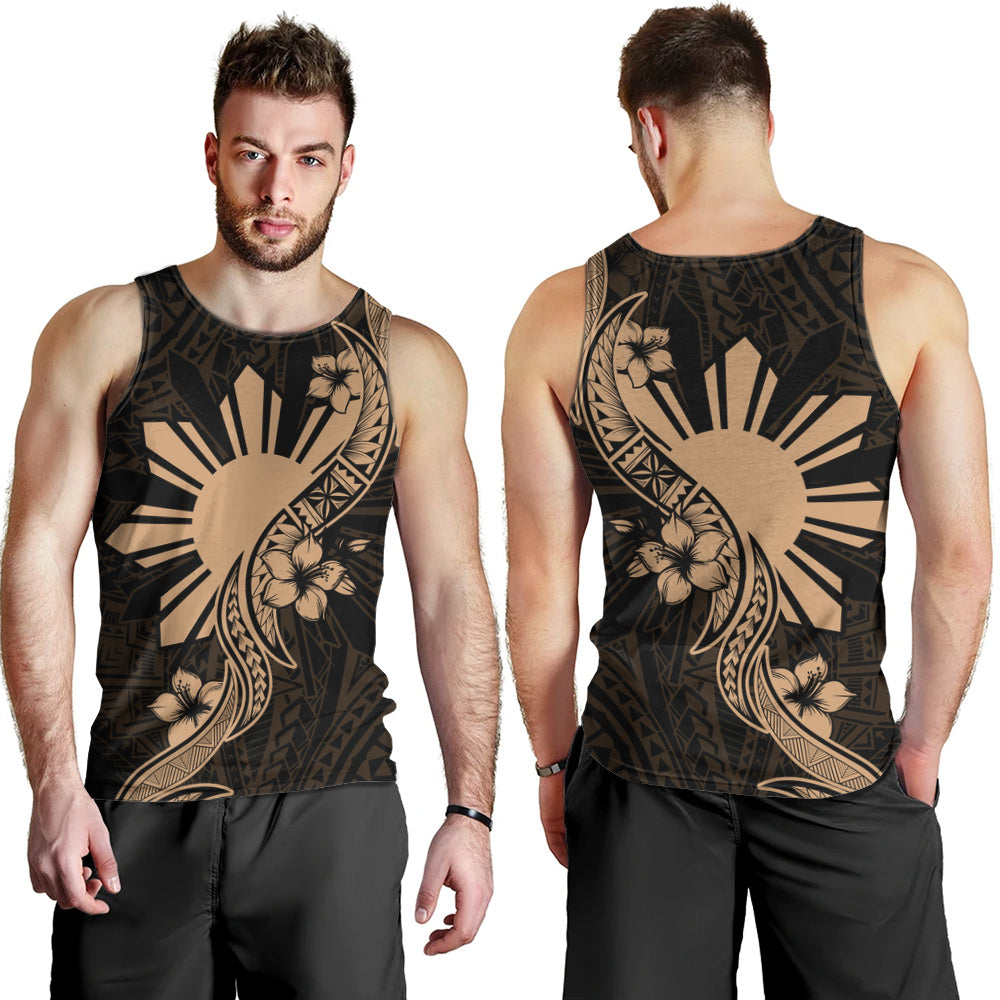 Philippines Filipinos Tank Top Sun and Sampaguita Flower Tribal Pattern