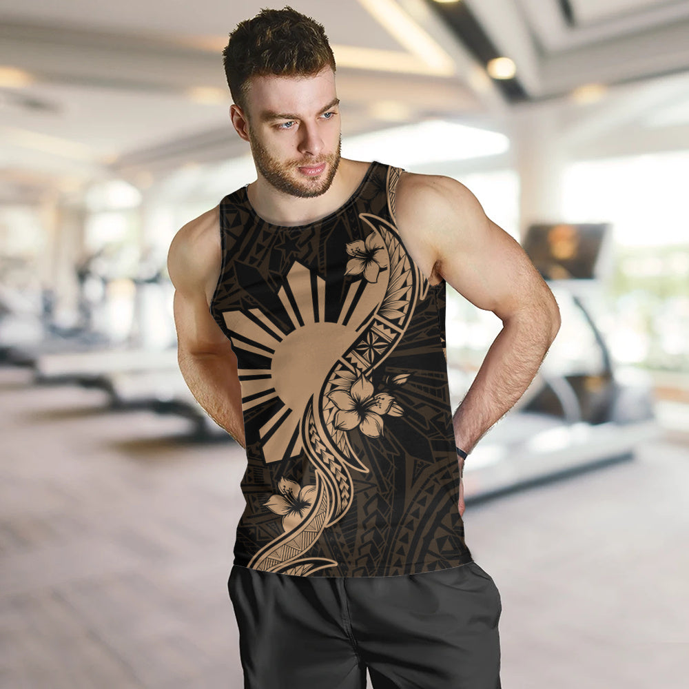 Philippines Filipinos Tank Top Sun and Sampaguita Flower Tribal Pattern
