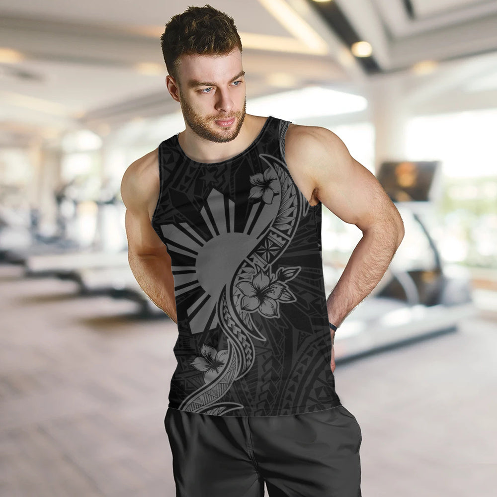 Philippines Filipinos Tank Top Sun and Sampaguita Flower Tribal Pattern