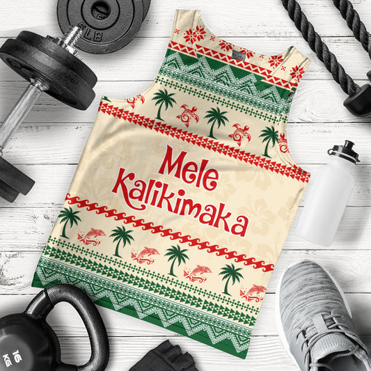 Hawaii Tank Top Mele Kalikimaka King Kamehameha Santa Polynesian Tribal Heritage