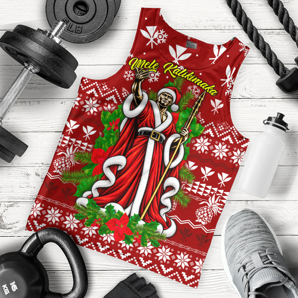 Hawaii Tank Top Mele Kalikimaka King Kamehameha Santa Polynesian Holiday Spirit