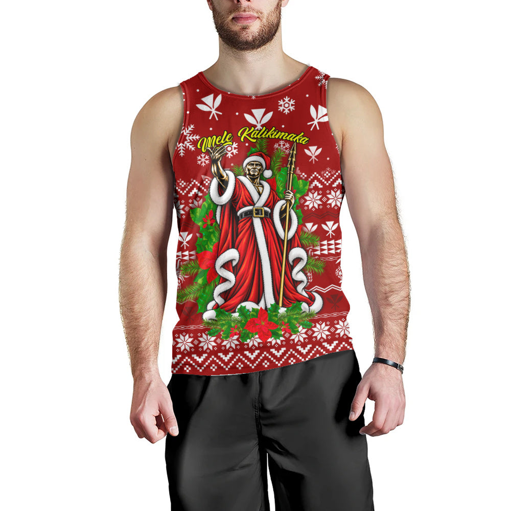 Hawaii Tank Top Mele Kalikimaka King Kamehameha Santa Polynesian Holiday Spirit