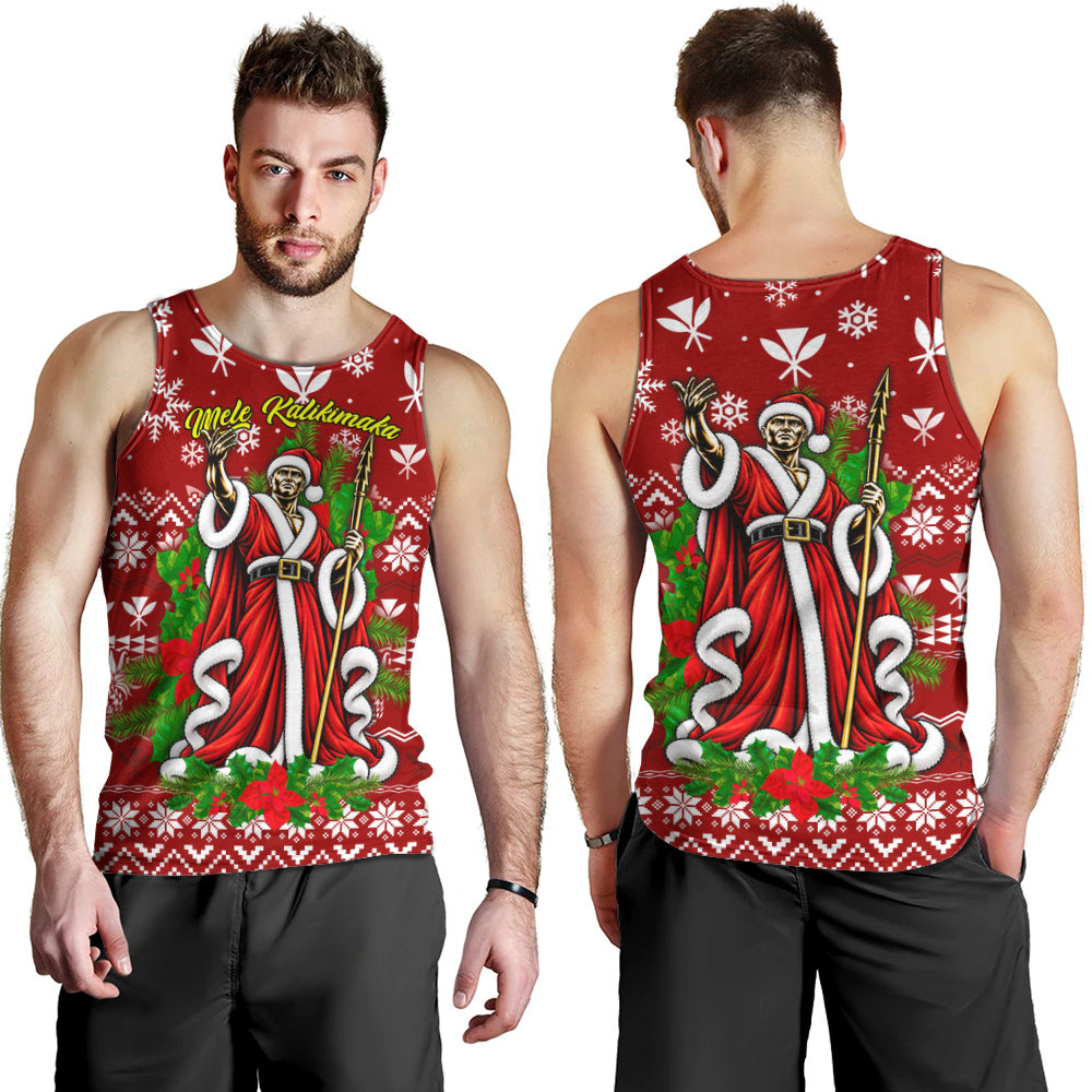 Hawaii Tank Top Mele Kalikimaka King Kamehameha Santa Polynesian Holiday Spirit