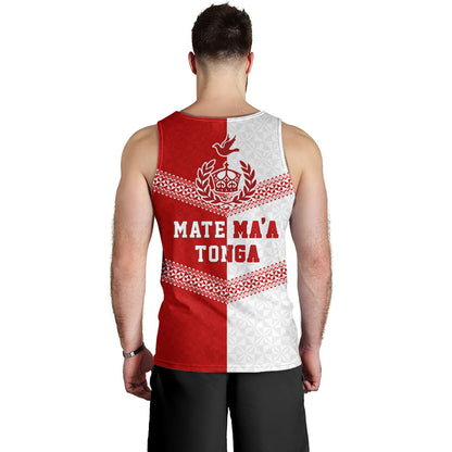 Tonga Tank Top Mate Ma'a Tonga Rugby Ngatu Tribal Half Style