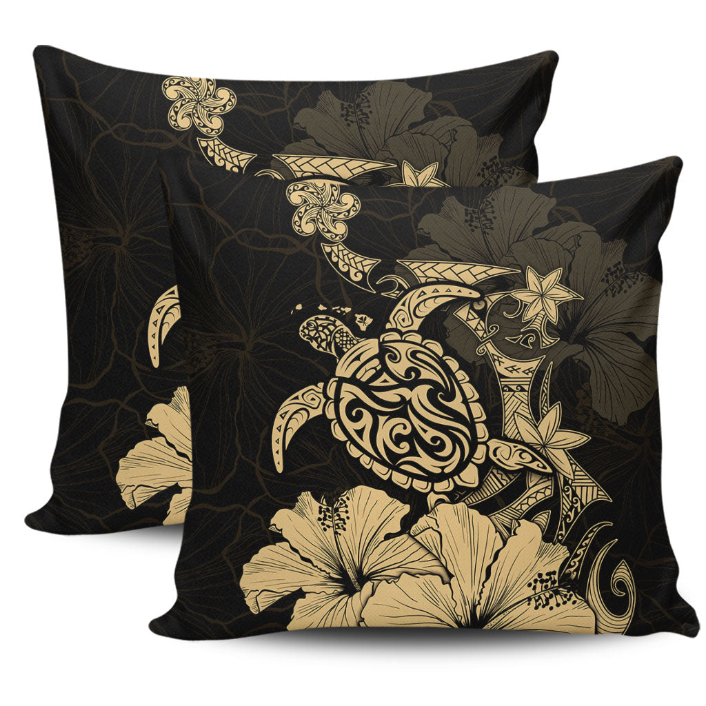 Hawaii Pillow Cases Golden Honu Hibiscus Serenity Style