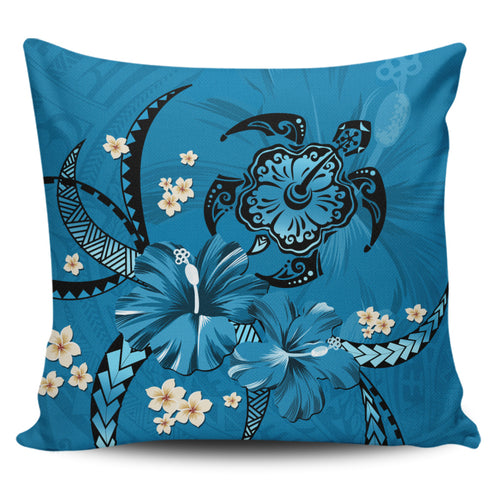 Hawaii Pillow Cases Blue Honu Hibiscus Island Harmony
