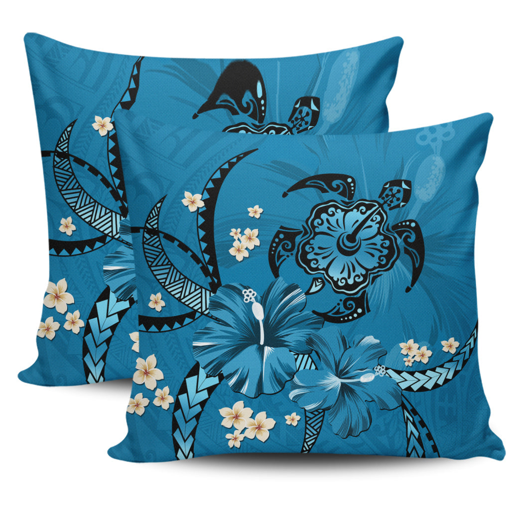 Hawaii Pillow Cases Blue Honu Hibiscus Island Harmony