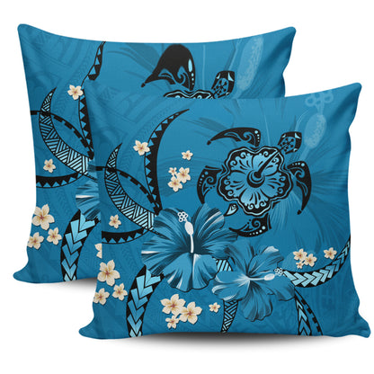 Hawaii Pillow Cases Blue Honu Hibiscus Island Harmony