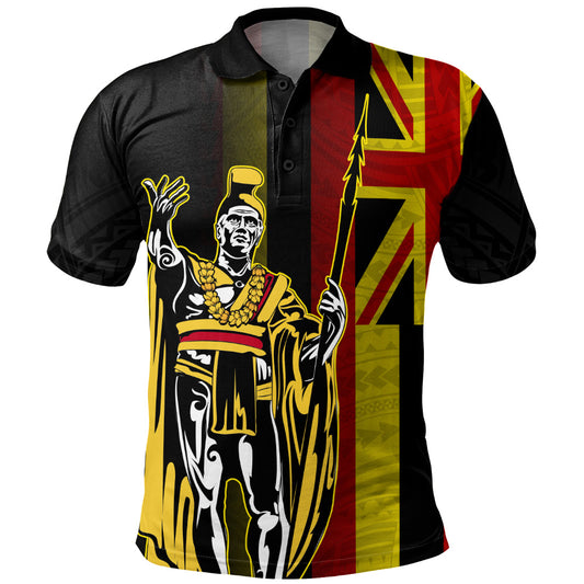 Hawaii Polo Shirt King Kamehameha Gold Flag Island Royalty Style