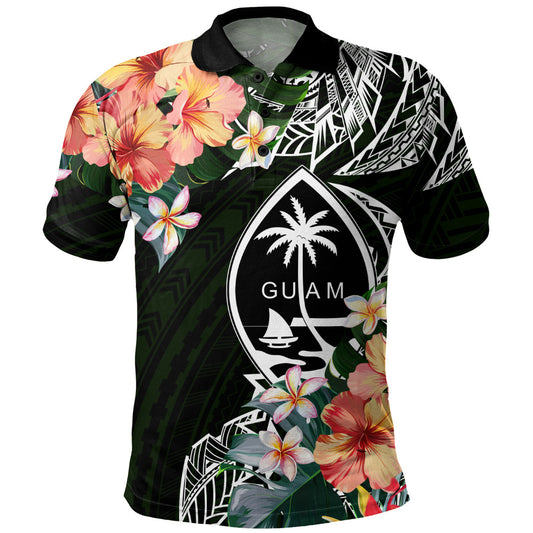 Guam Polo Shirt Tribal Tropical Leaves