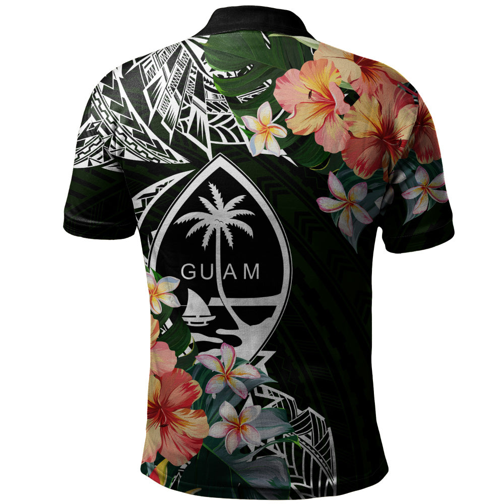 Guam Polo Shirt Tribal Tropical Leaves