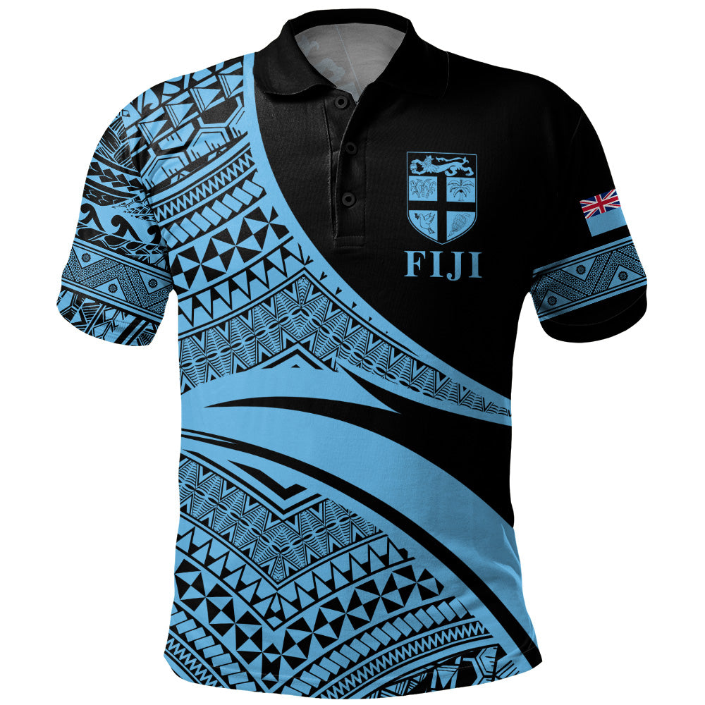 Fiji Polo Shirt Coat Of Arms Flag Masi Tapa Tribal Style