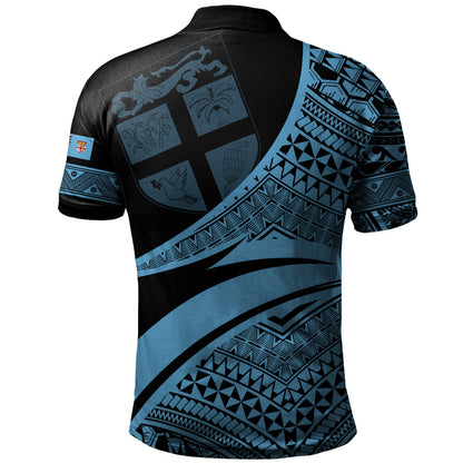 Fiji Polo Shirt Coat Of Arms Flag Masi Tapa Tribal Style