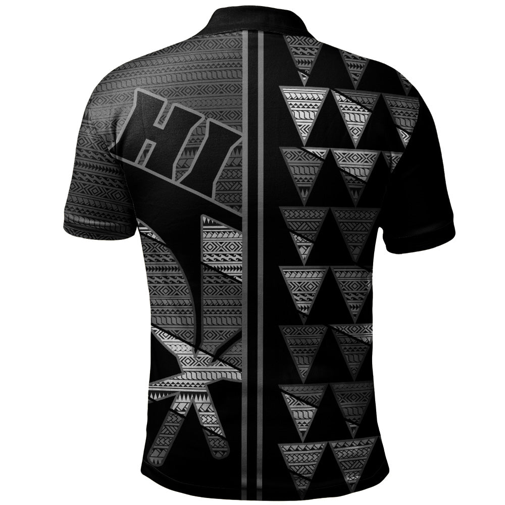 Hawaii Polo Shirt HI Spear Monochrome Tribal Pattern
