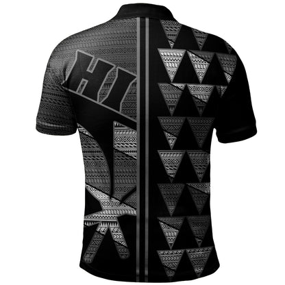 Hawaii Polo Shirt HI Spear Monochrome Tribal Pattern