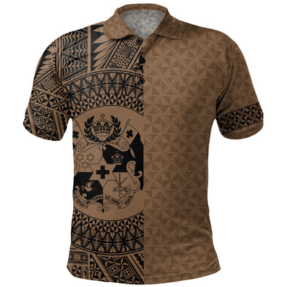 Tonga Polo Shirt Coat Of Arms Ngatu Tapa Heritage Style