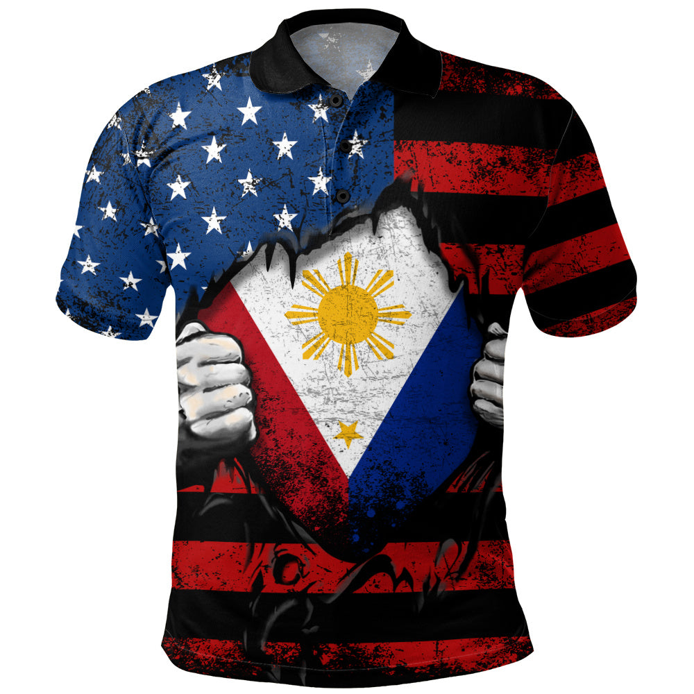 Philippines Filipinos Polo Shirt Heart American Soul