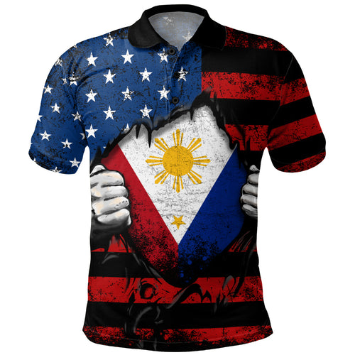 Philippines Filipinos Polo Shirt Heart American Soul