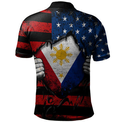Philippines Filipinos Polo Shirt Heart American Soul