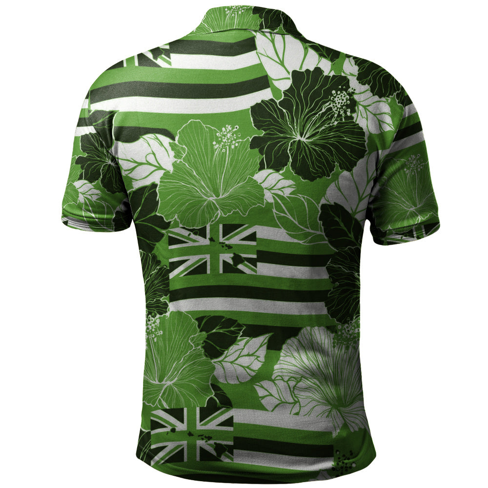 Hawaii Polo Shirt Hibiscus Flag Map Island Pride