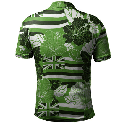Hawaii Polo Shirt Hibiscus Flag Map Island Pride