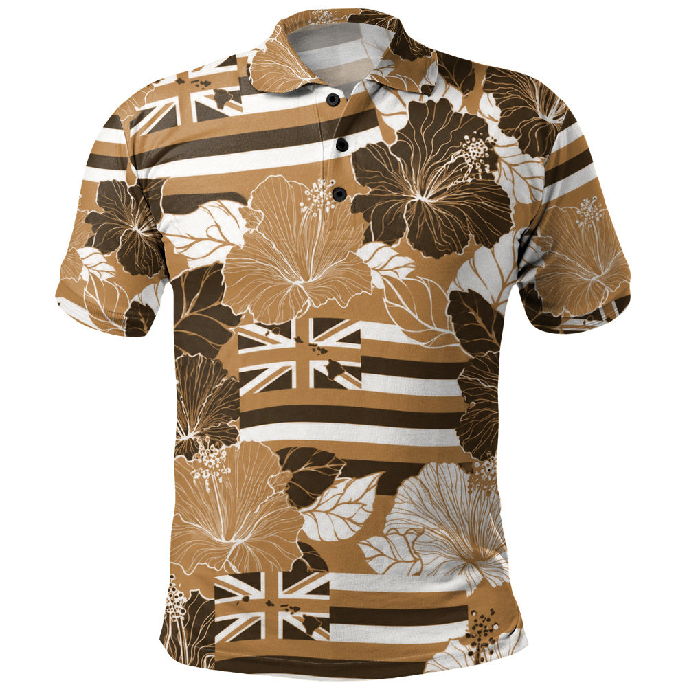 Hawaii Polo Shirt Hibiscus Flag Map Island Pride