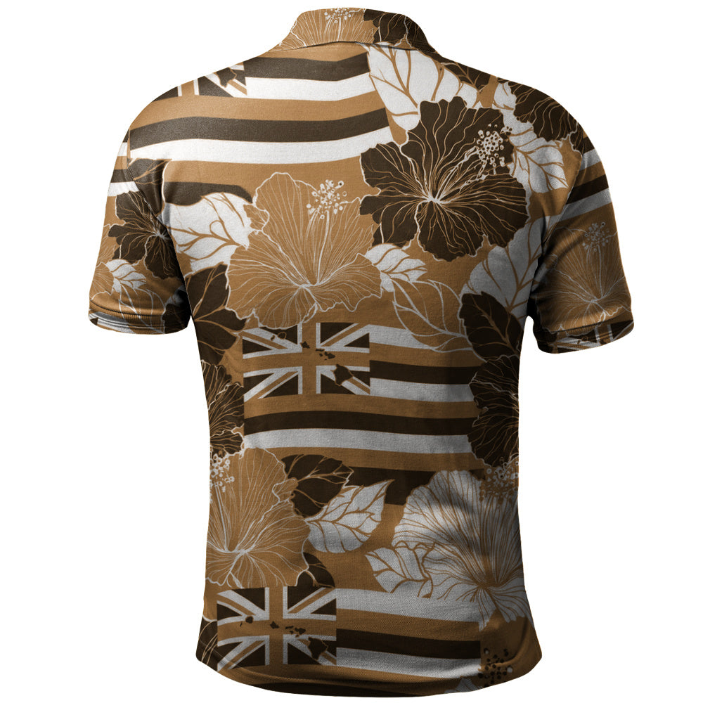 Hawaii Polo Shirt Hibiscus Flag Map Island Pride