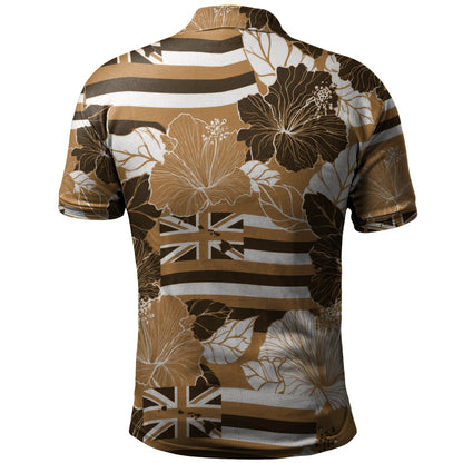 Hawaii Polo Shirt Hibiscus Flag Map Island Pride