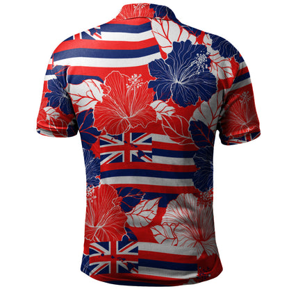 Hawaii Polo Shirt Hibiscus Flag Map Island Pride